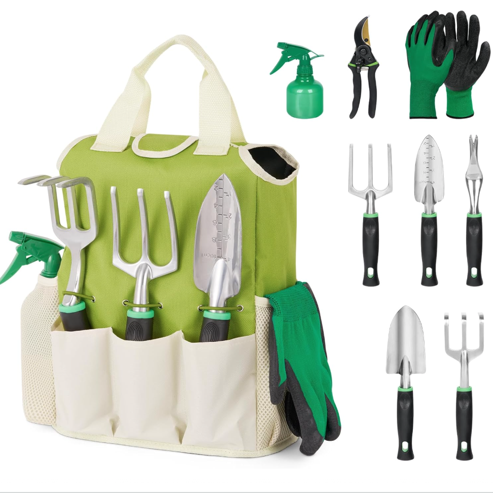 Complete Gardening Tool Starter Set with Tote