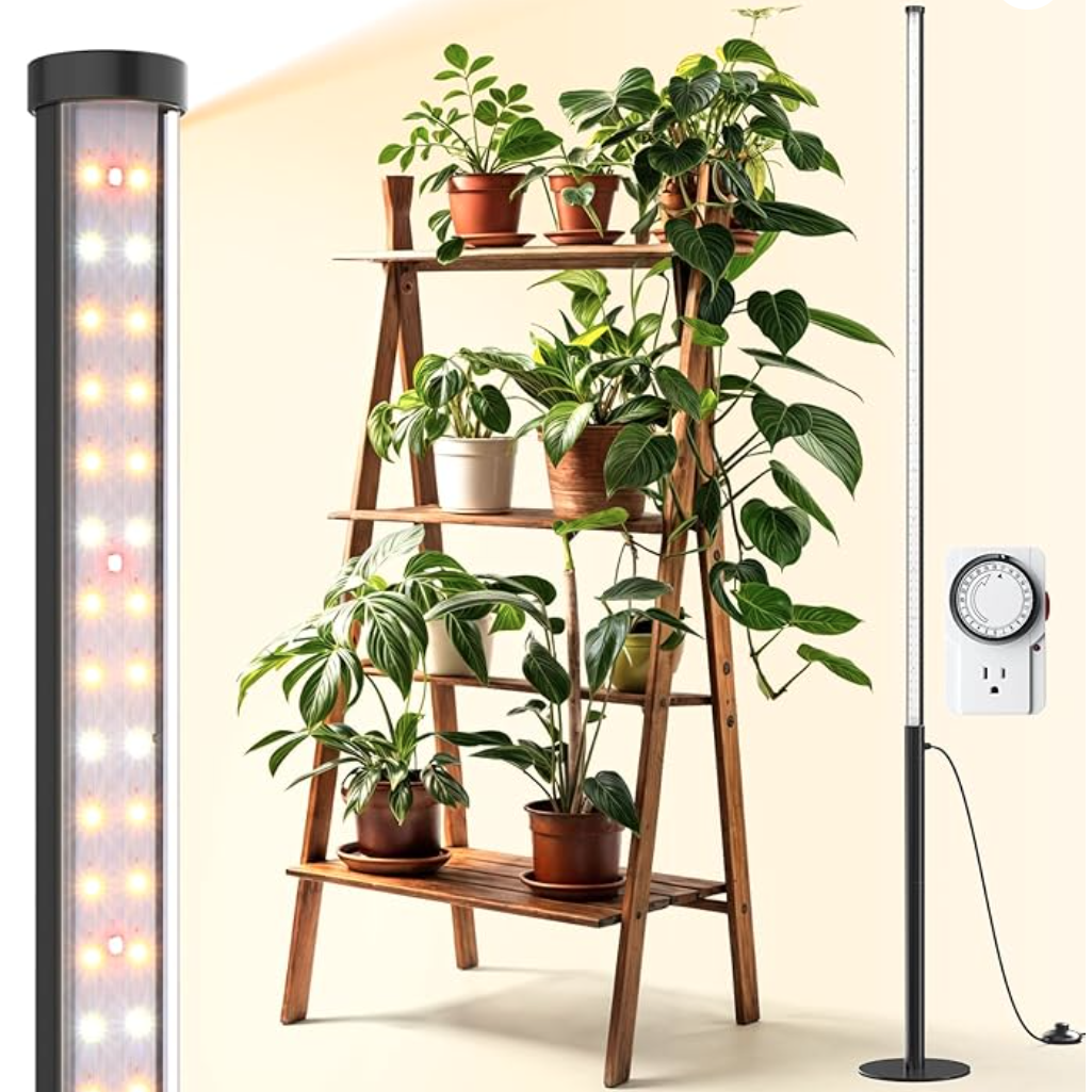 Vertical Full Spectrum Standing Grow Light with Timer (Adjustable 4–5.6 ft)