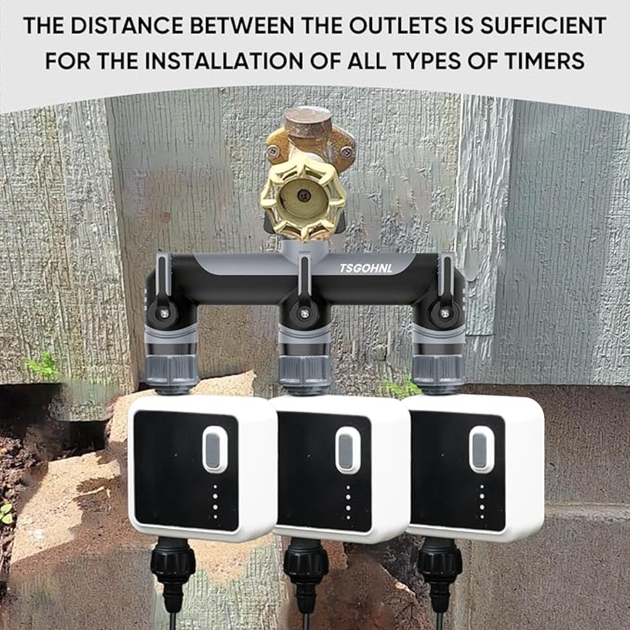 3/4-Inch Garden Hose Splitter (3-Way Outdoor Faucet Adapter)