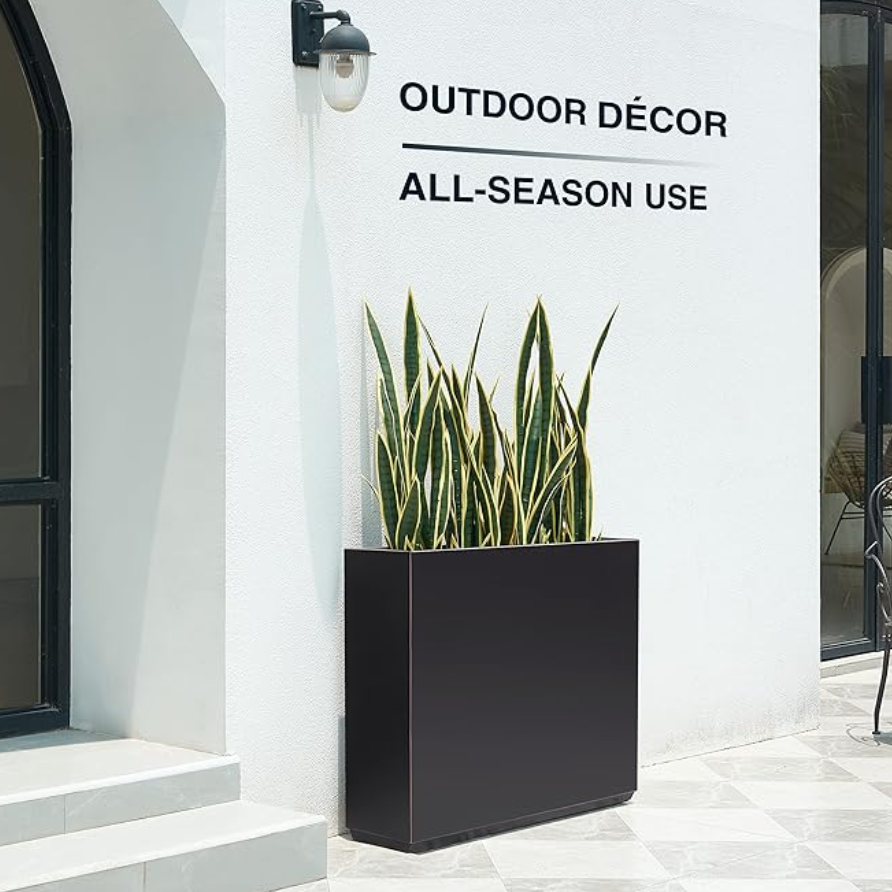 Tall Black Metal Planter Box
