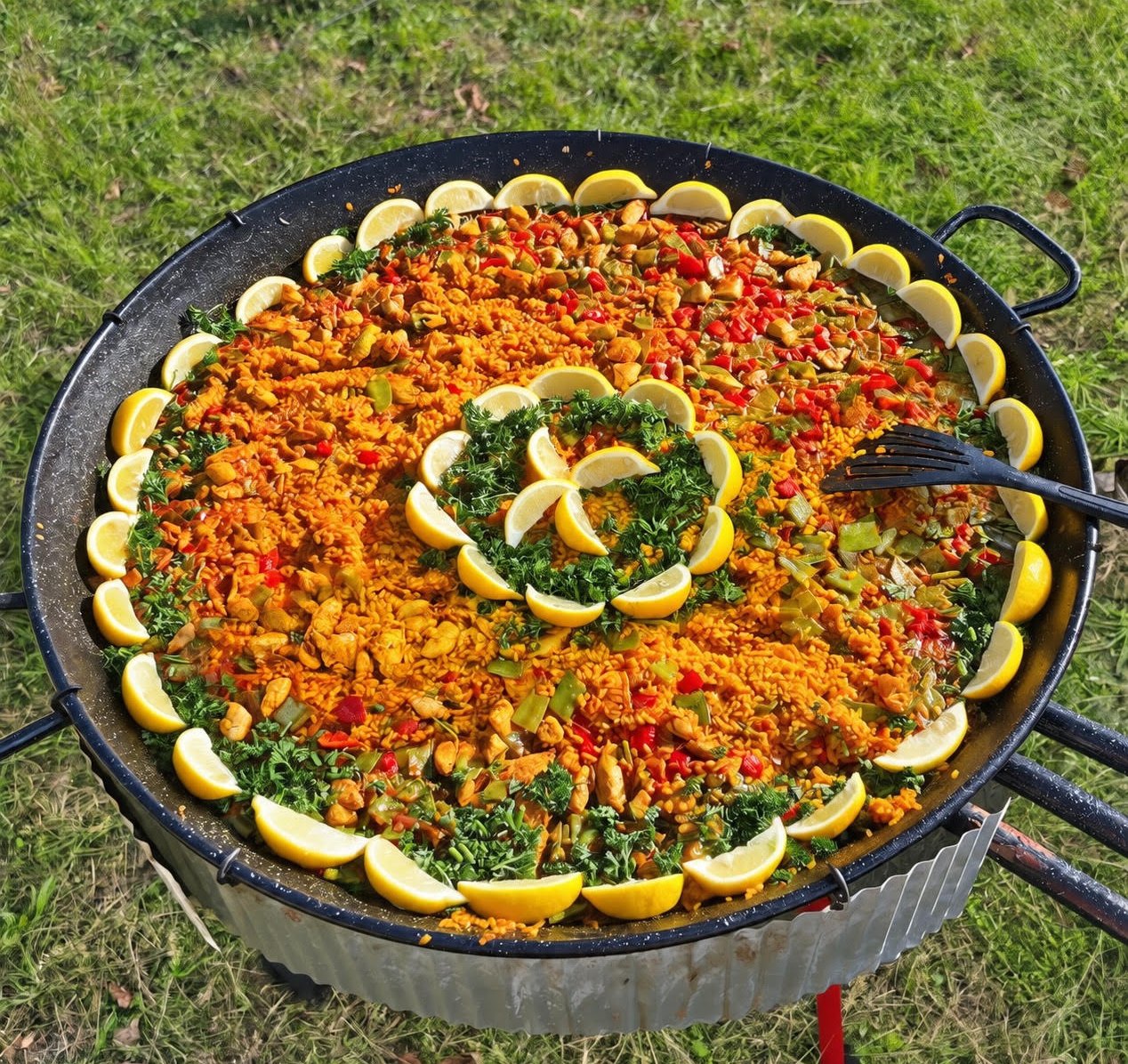 Combinatiepan, deels vegan en deels met kip