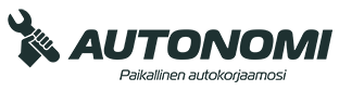 Autonomi logo sloganilla. Paikallinen autokorjaamosi