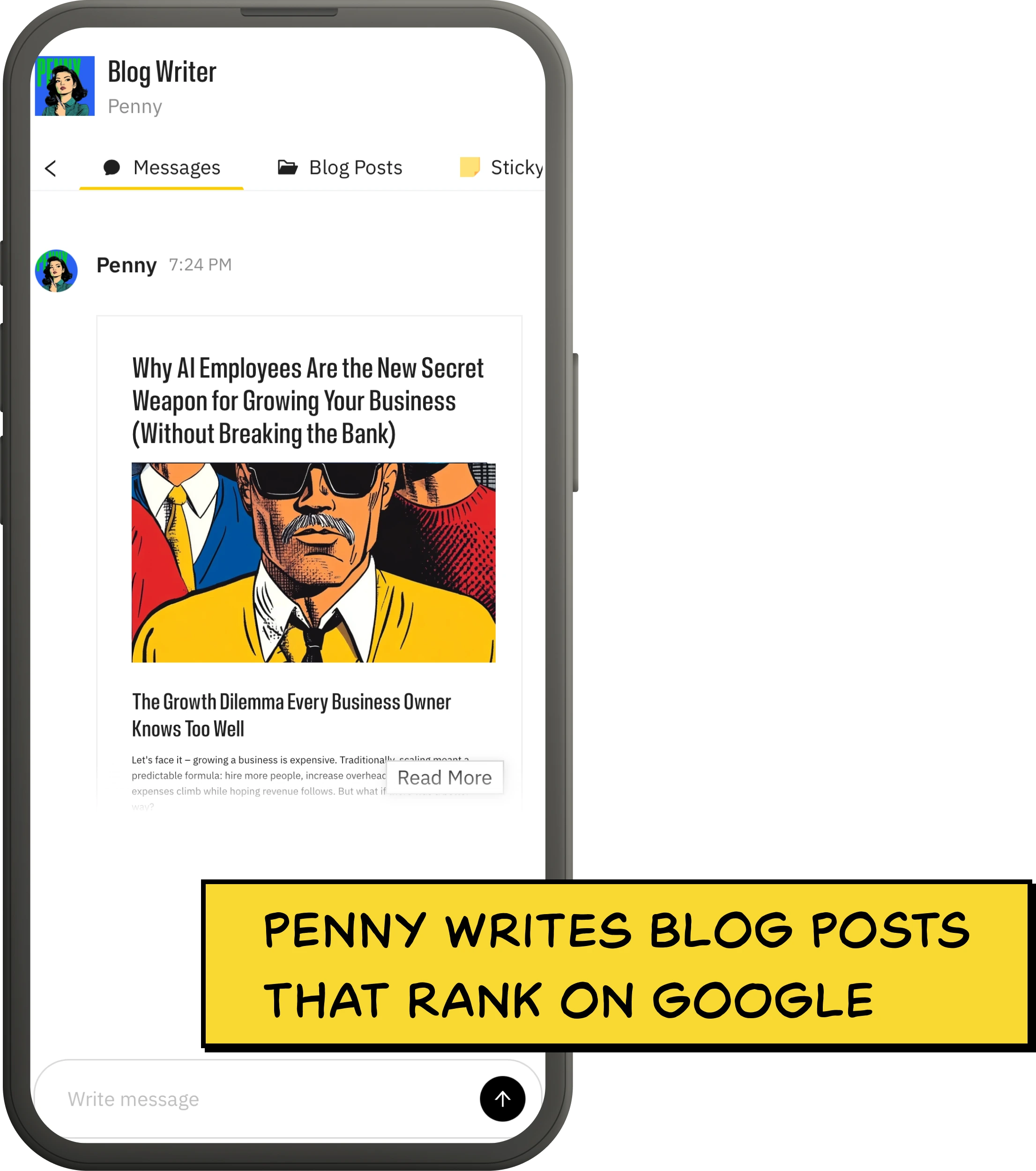 Penny writing blog posts