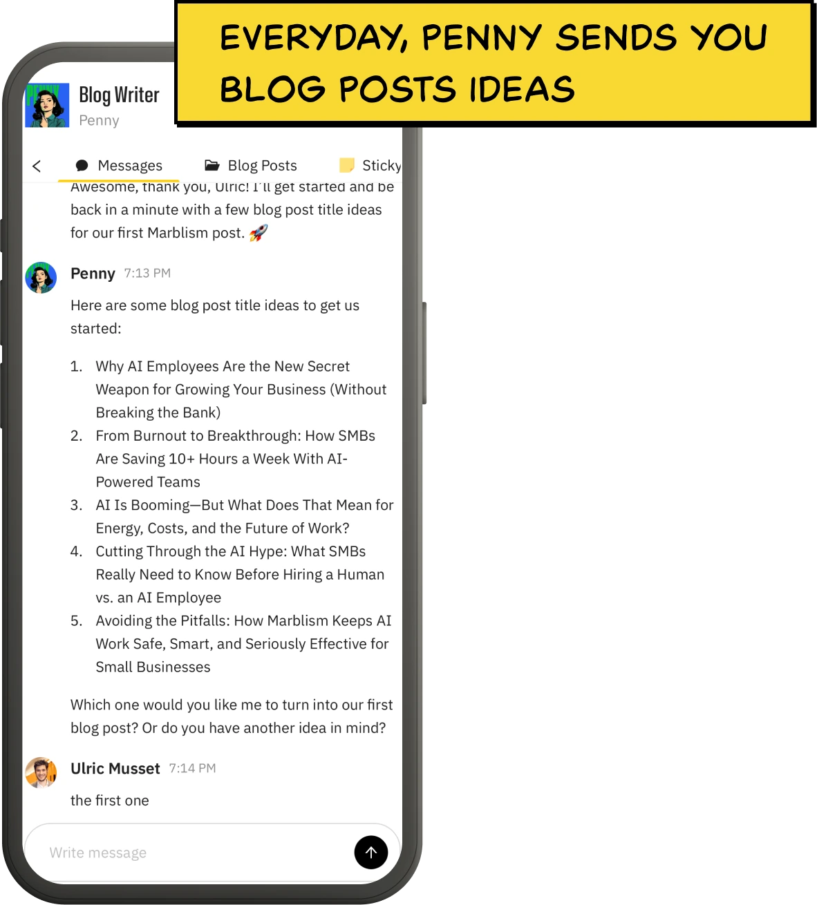 Penny sending daily ideas