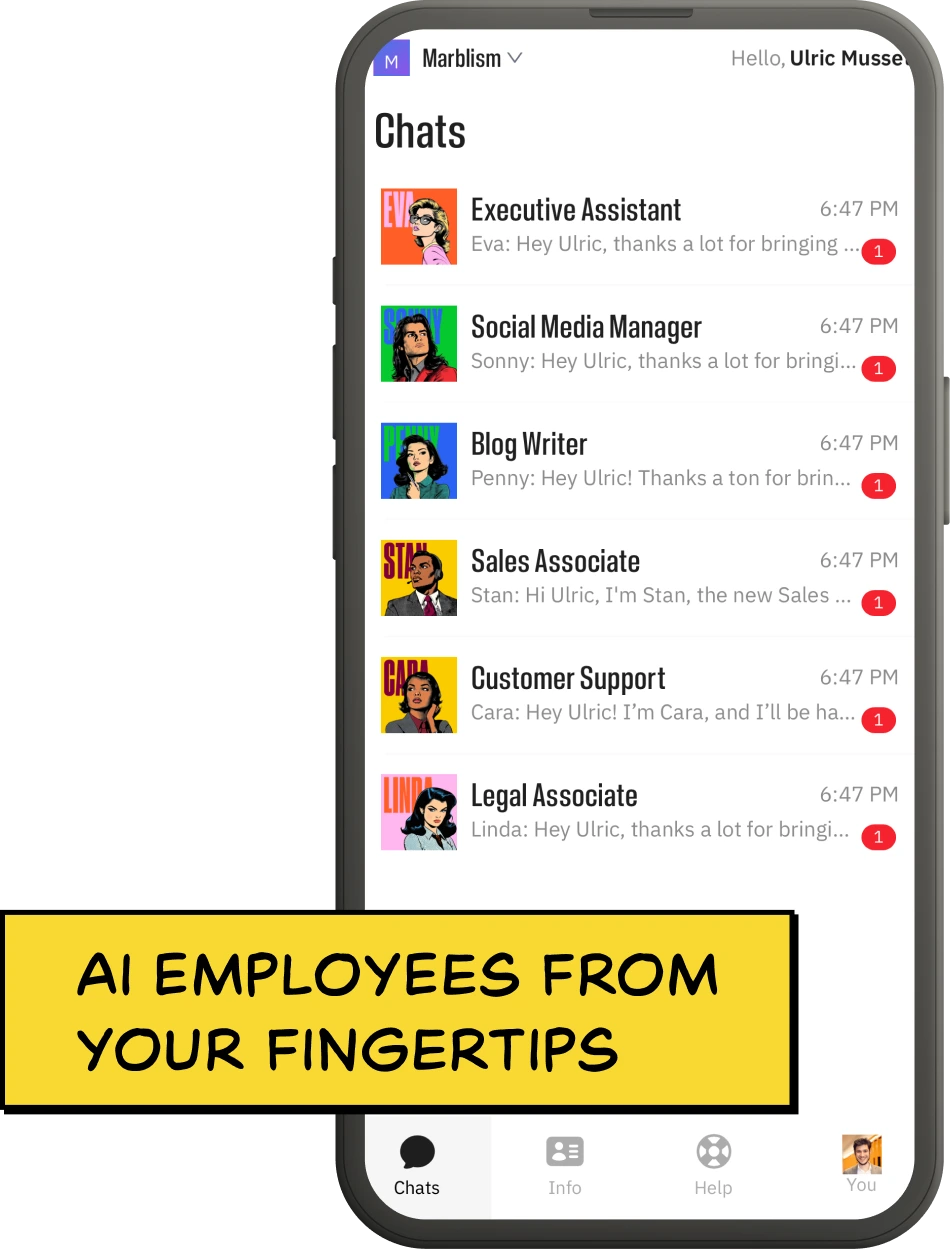 Marblism AI Employees Chat Interface