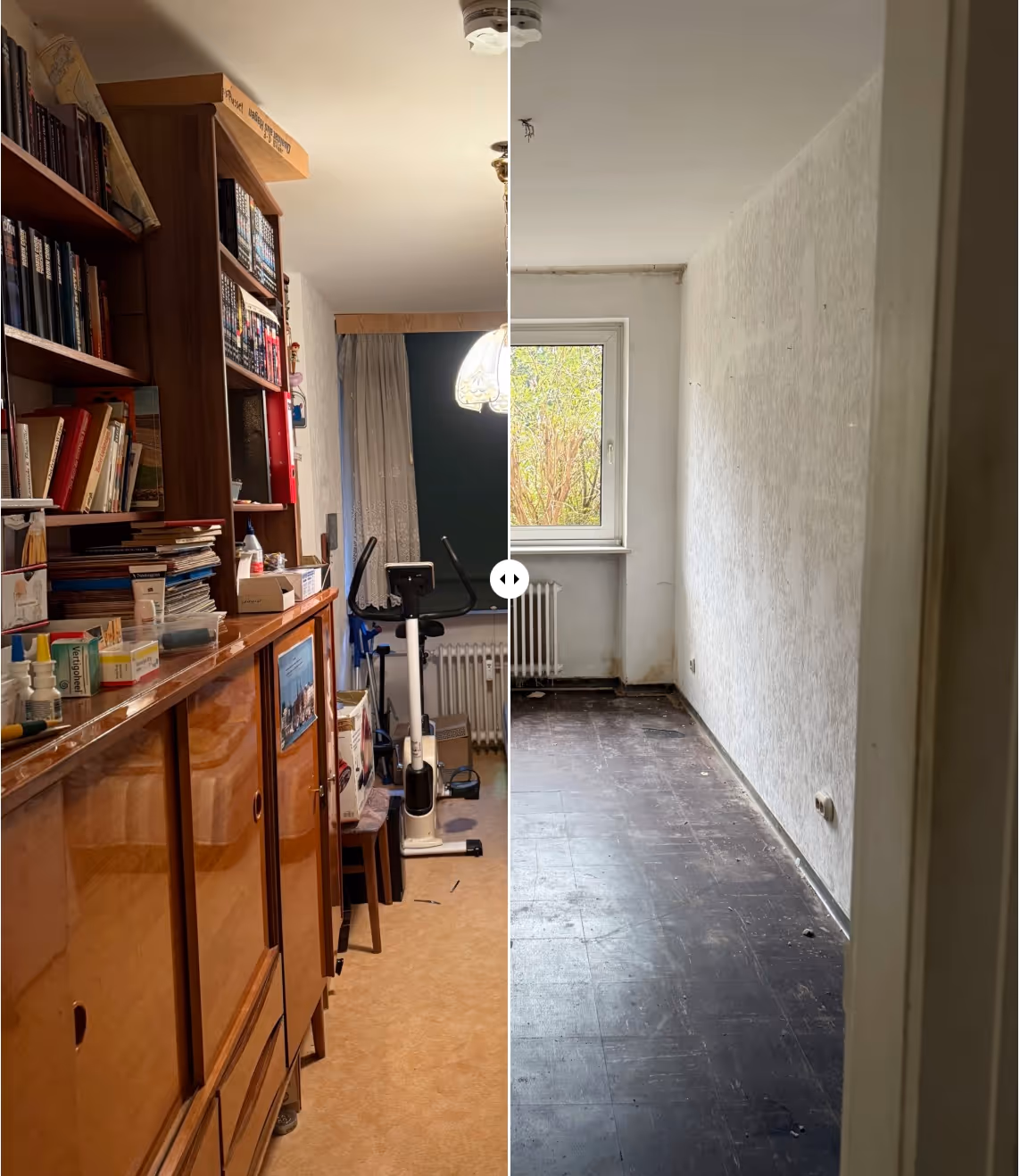 Vorher/Nacherfoto einer Entrümpelung