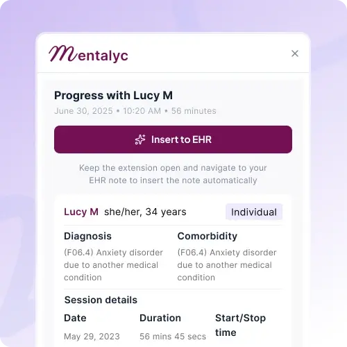 Mentalyc EHR integration enables single-click transfer