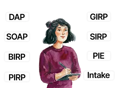 Mentalyc offers DAP, SAOP, BIRP, PIRP, GIRP, SIRP, PIE and Intake AI Notes