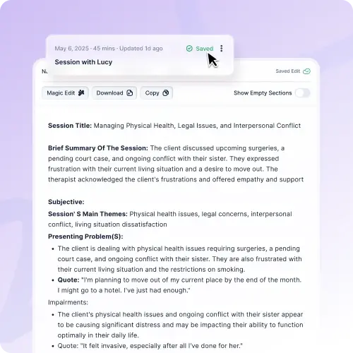 A screenshoft of a reviewed and approved note being stored