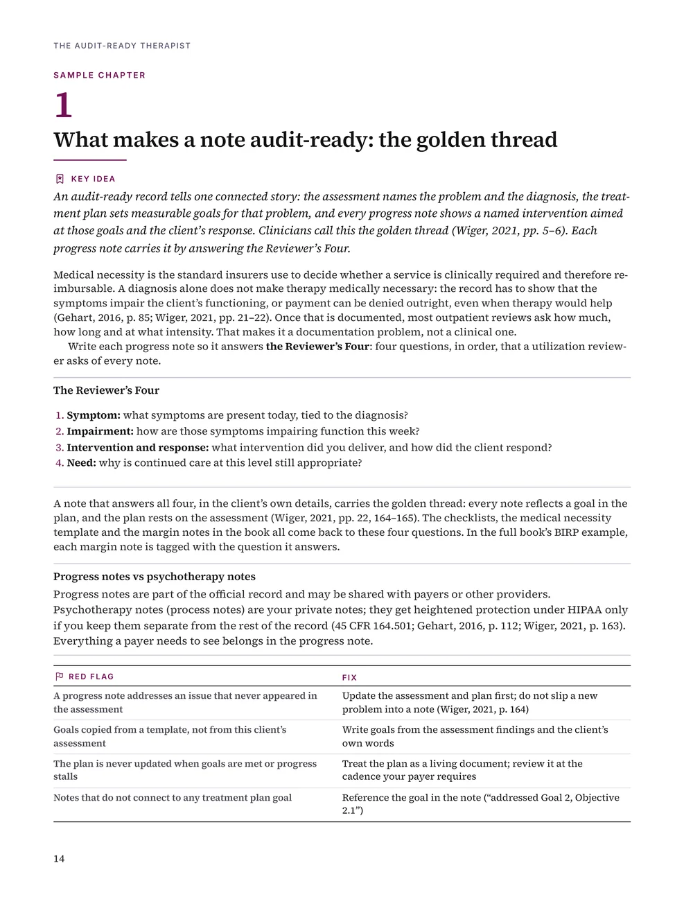 Toolkit page 14: sample chapter 1, What makes a note audit-ready