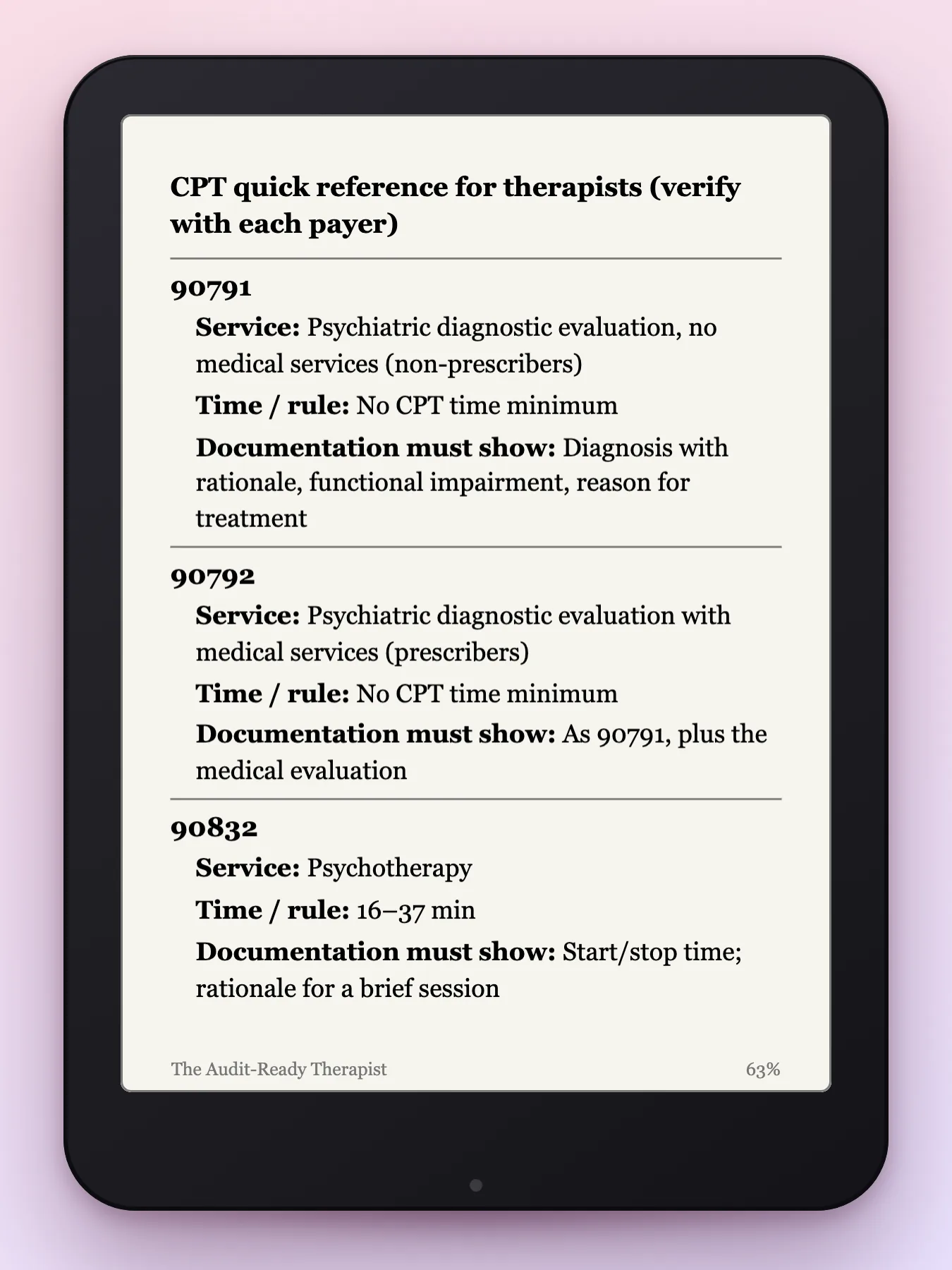 Kindle page from the book: CPT quick reference for therapists
