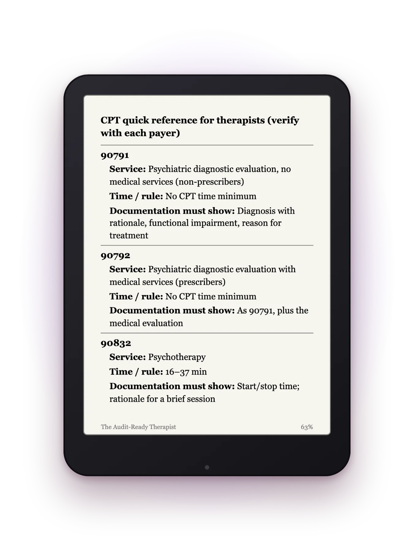 Kindle page from the book: CPT quick reference for therapists