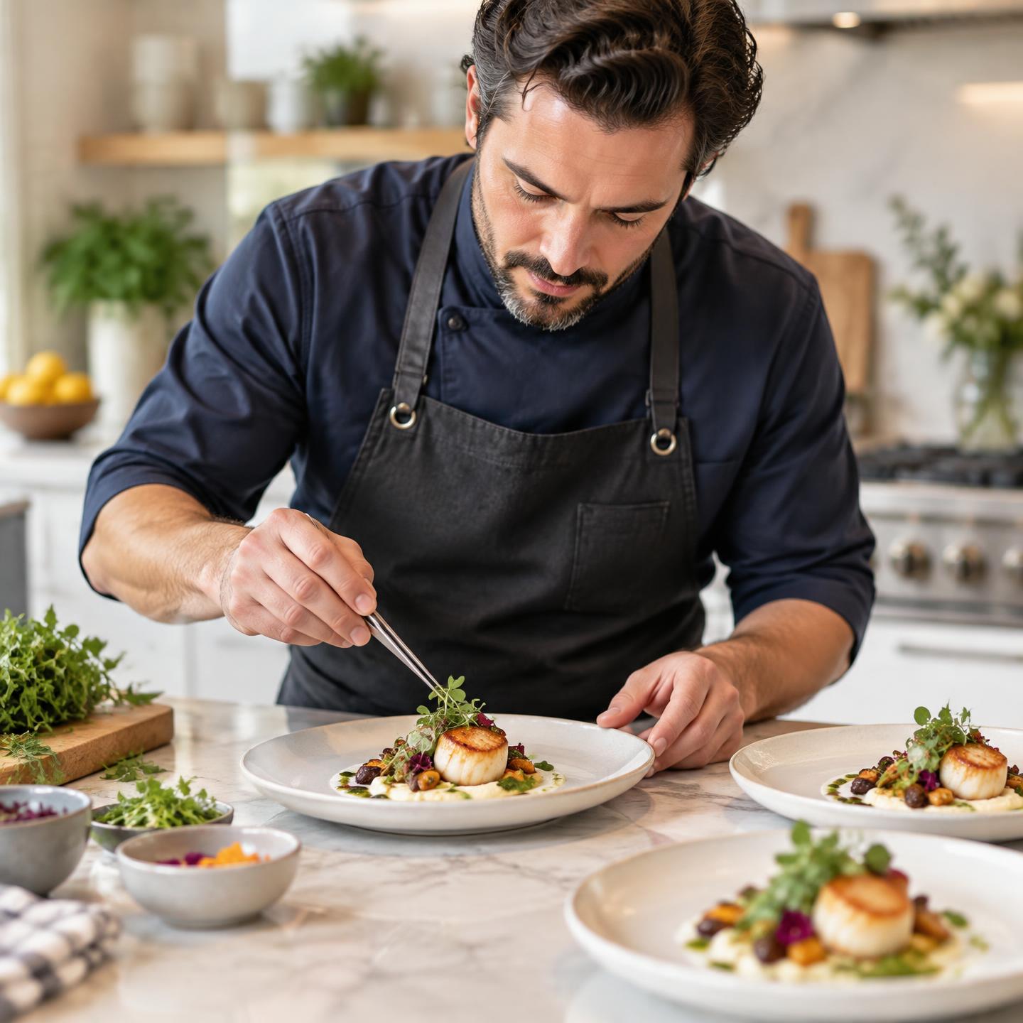 Chef plating a dish