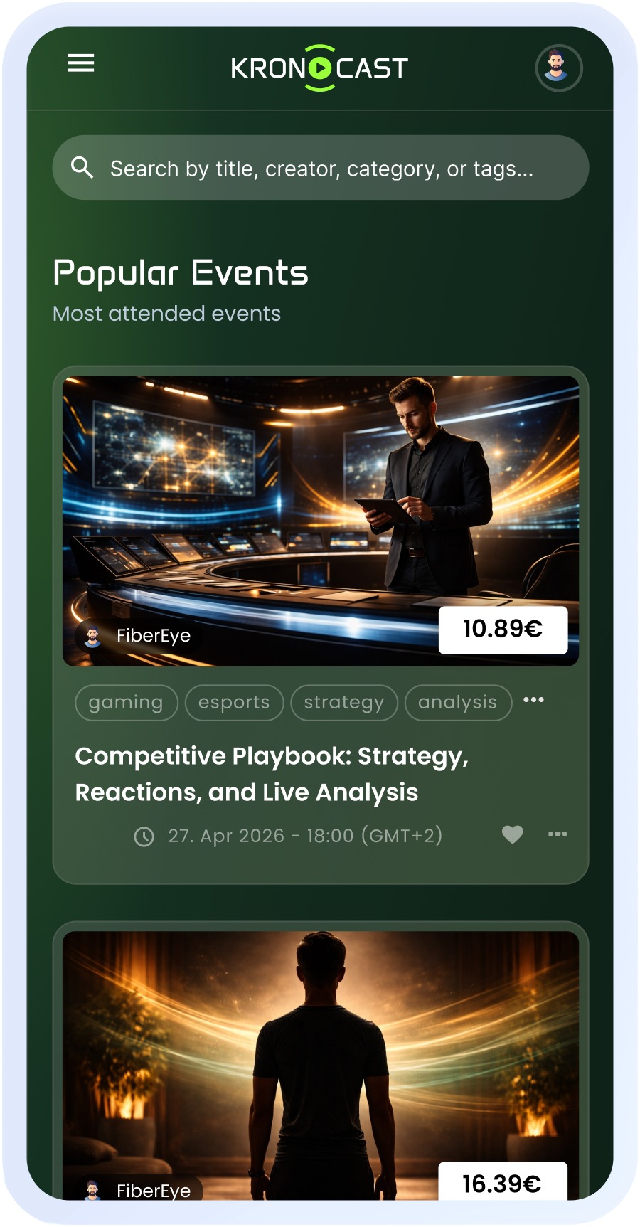 Kronocast mobile app screenshot