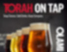 Torah On Tap banner with a lineup of golden beer flights against a dark background