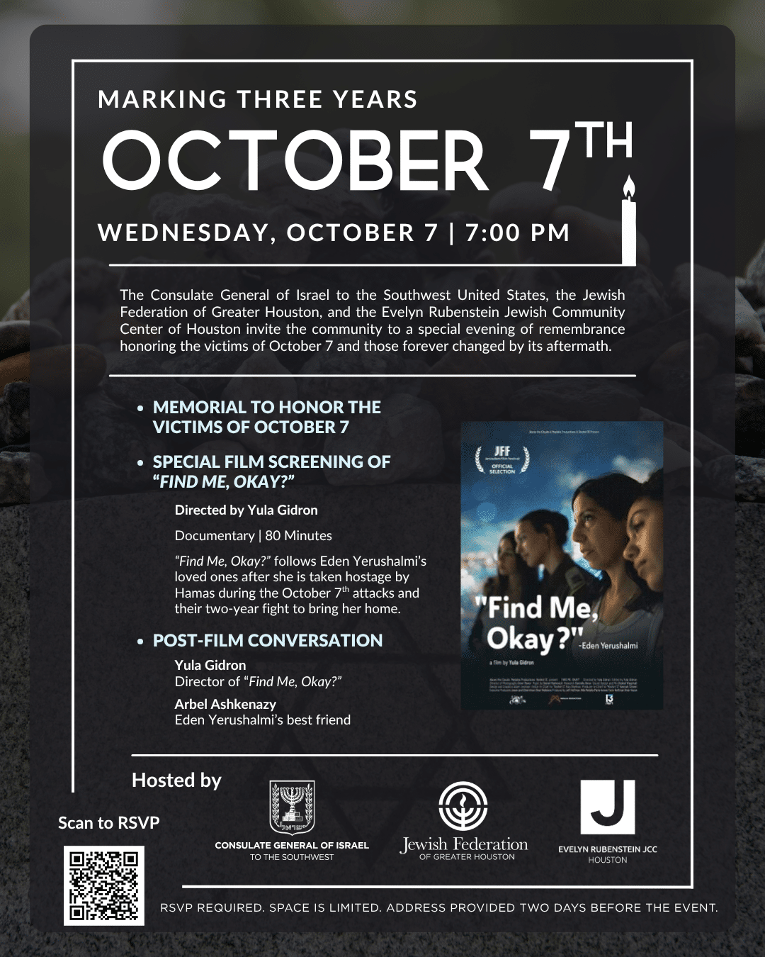 Flier for Marking Three Years October 7th.