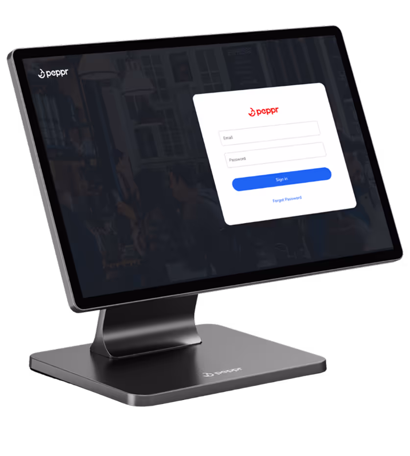 Peppr point of sale login screen view