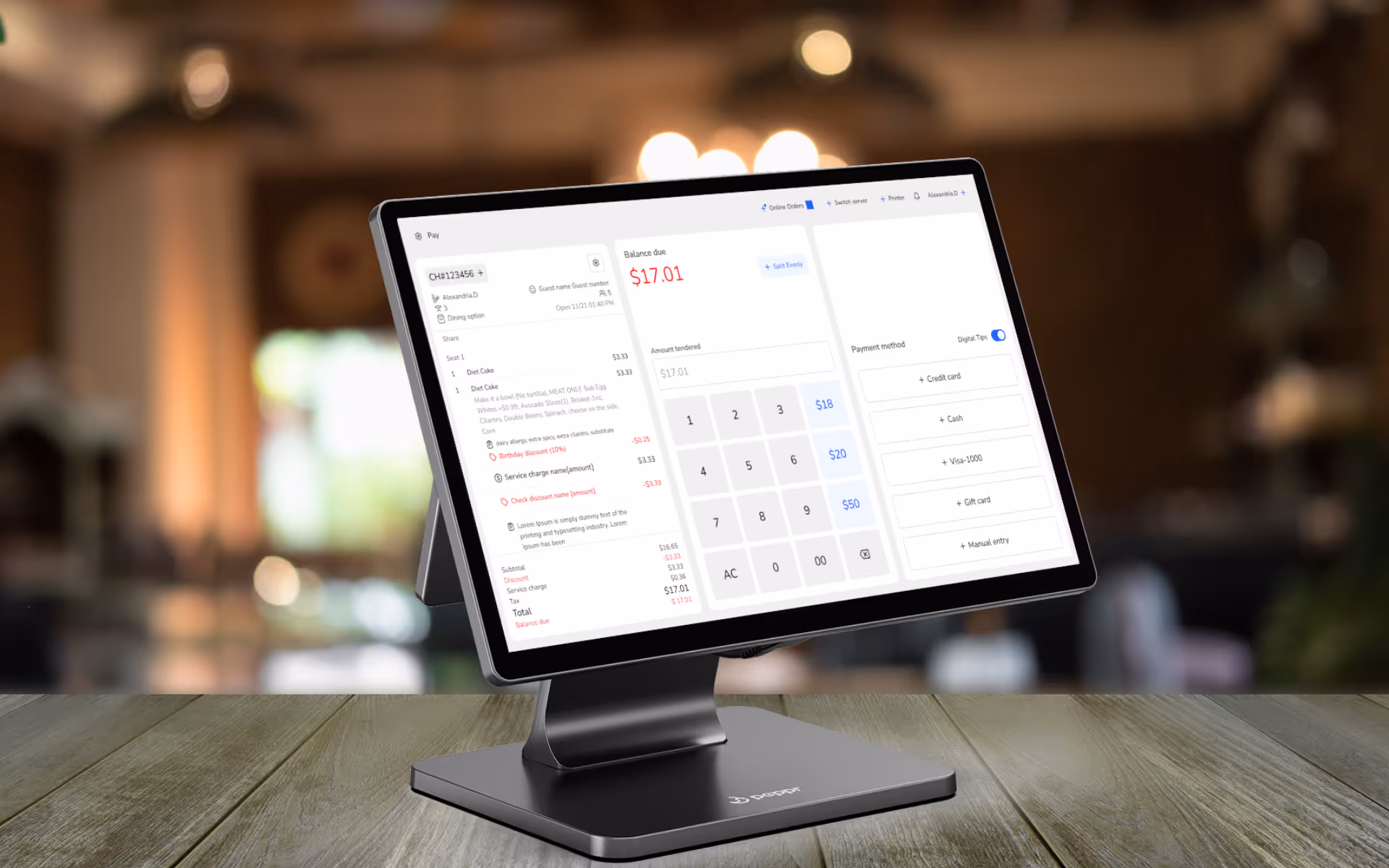 Peppr point of sale view of payment screen