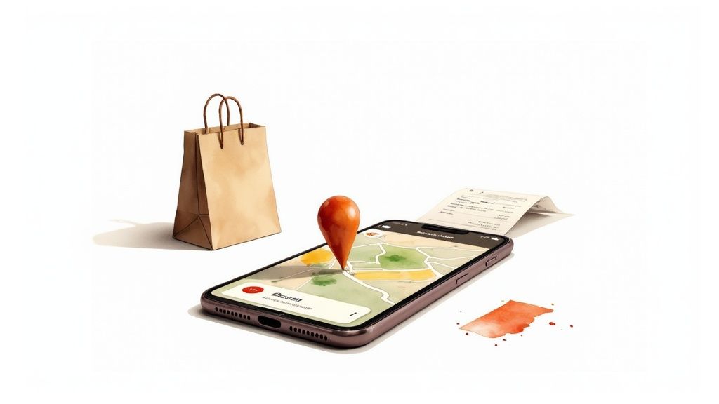 A person using a laptop to research local SEO keywords for their restaurant's online ordering system.