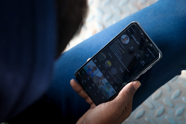 social media account on phone