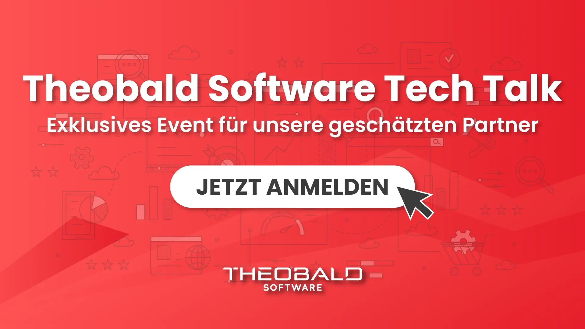 Rotes Bild mit Informationen zum Theobald Software Tech Talk.