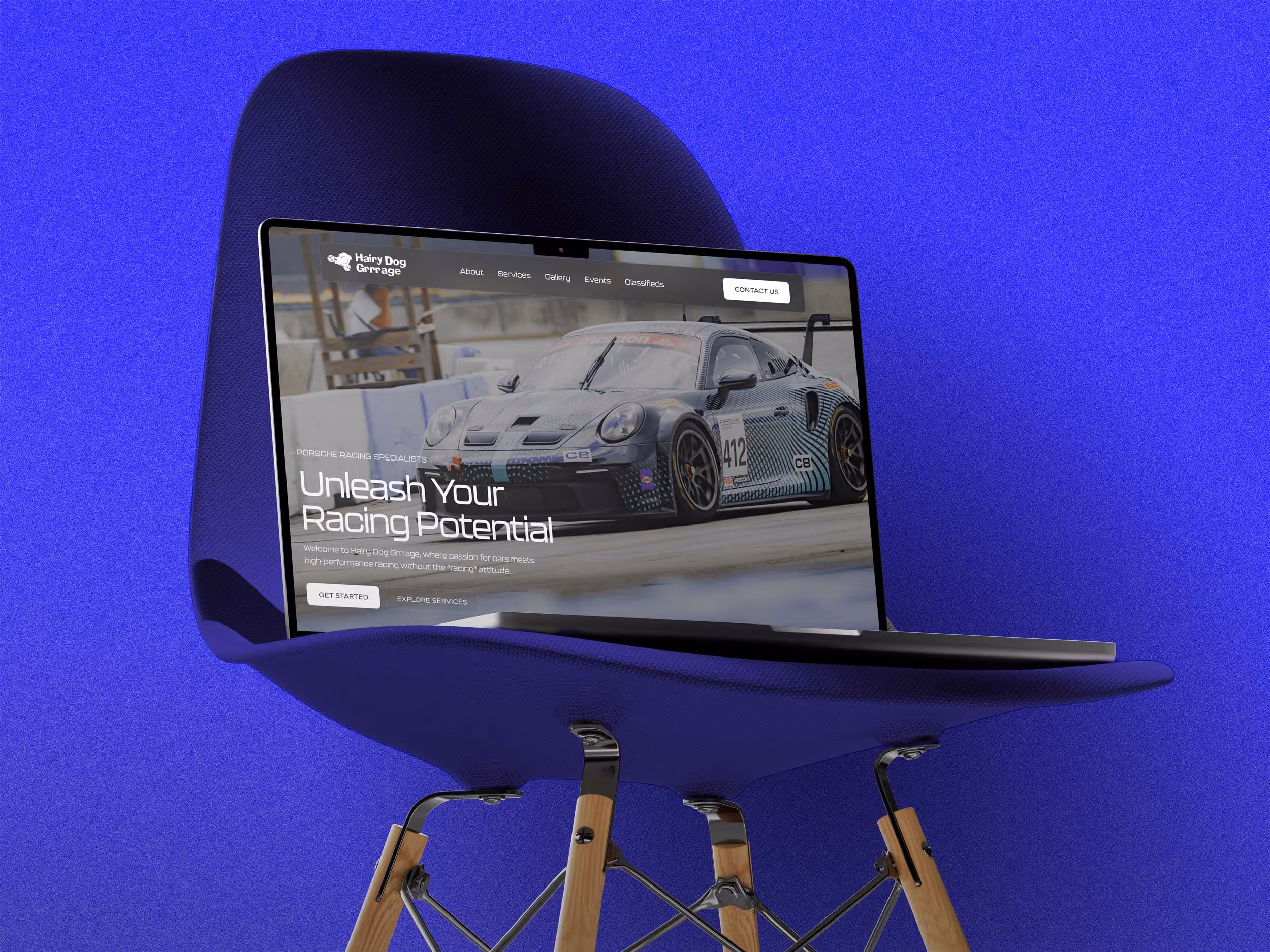 Website Mockup of Hairy Dog Grrrage
