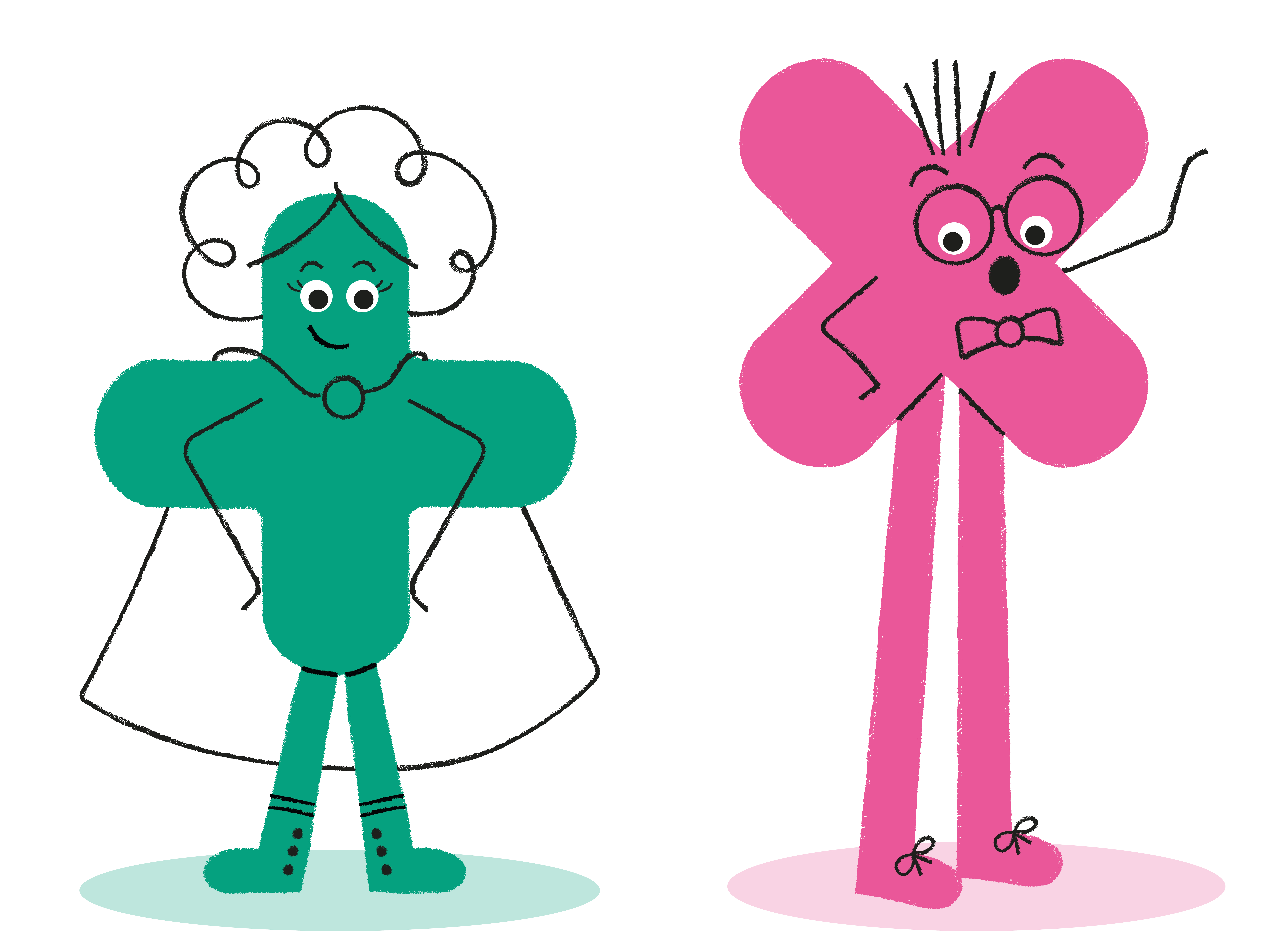 Addy and Timmy Maths characters standing next to each other