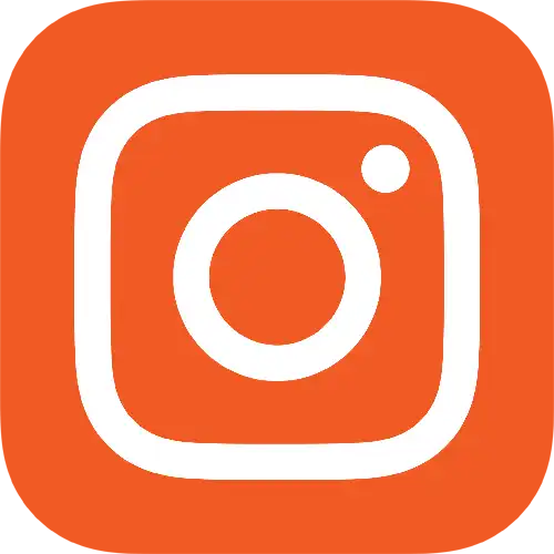 Instagram logo in white on an orange background.