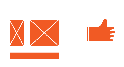 Icon showing a simplified webpage layout with a thumbs-up symbol in a speech bubble next to it.