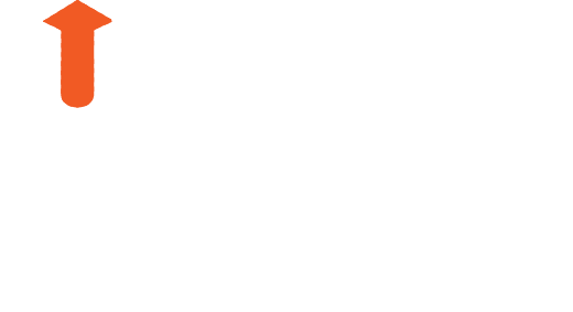 Logo for Uplift Digital with an orange upward arrow incorporated into the letter U.