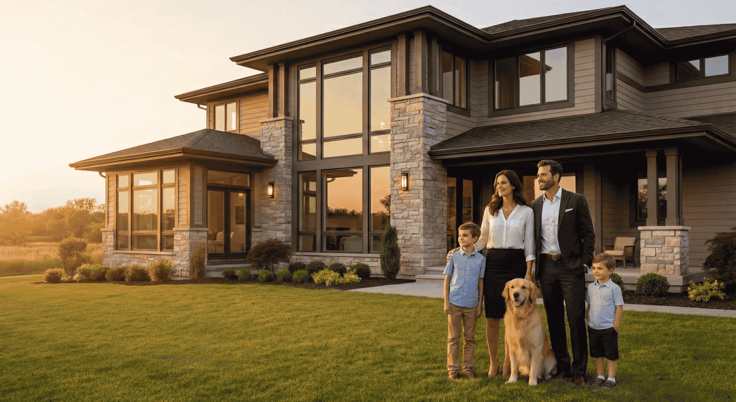Family in front of their house