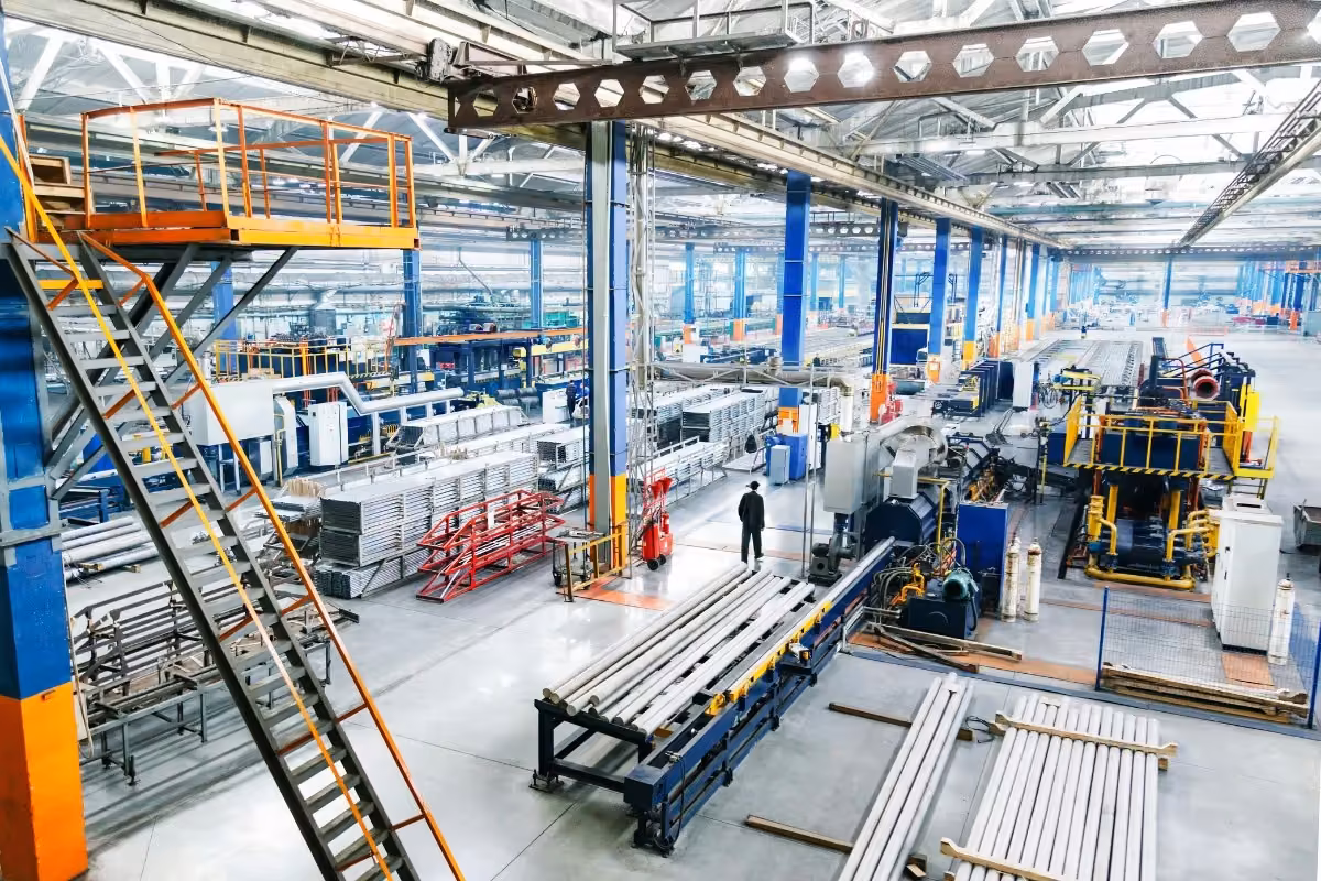 Industrial workshop with production machinery