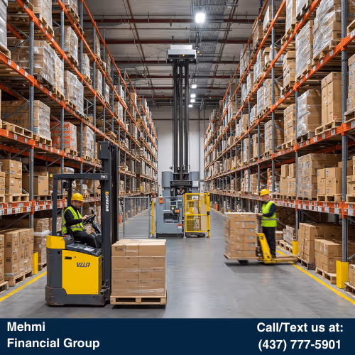 Explore warehouse equipment loans in Ontario. Mehmi Financial Group provides financing for forklifts, conveyors, and more—boost efficiency without upfront costs.
