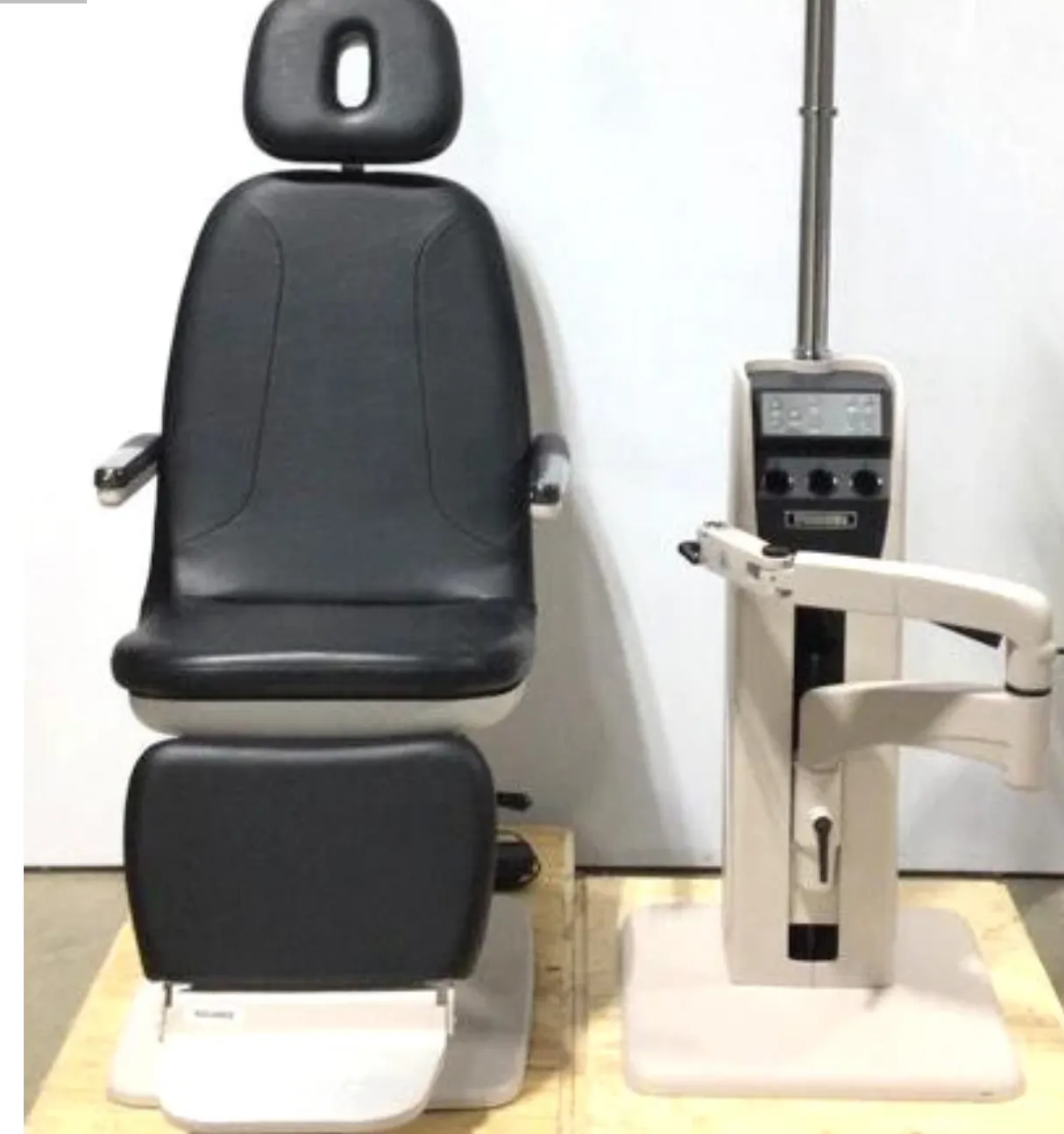 Ophthalmic exam-lane chair and instrument stand financed for an eye-care practice