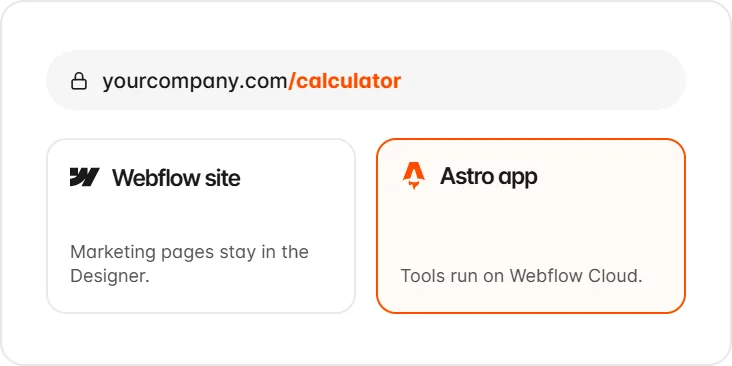 Astro app running on Webflow Cloud at a path of a Webflow site