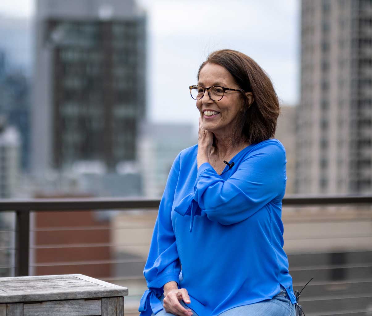 Story One - Gail during interview on rooftop