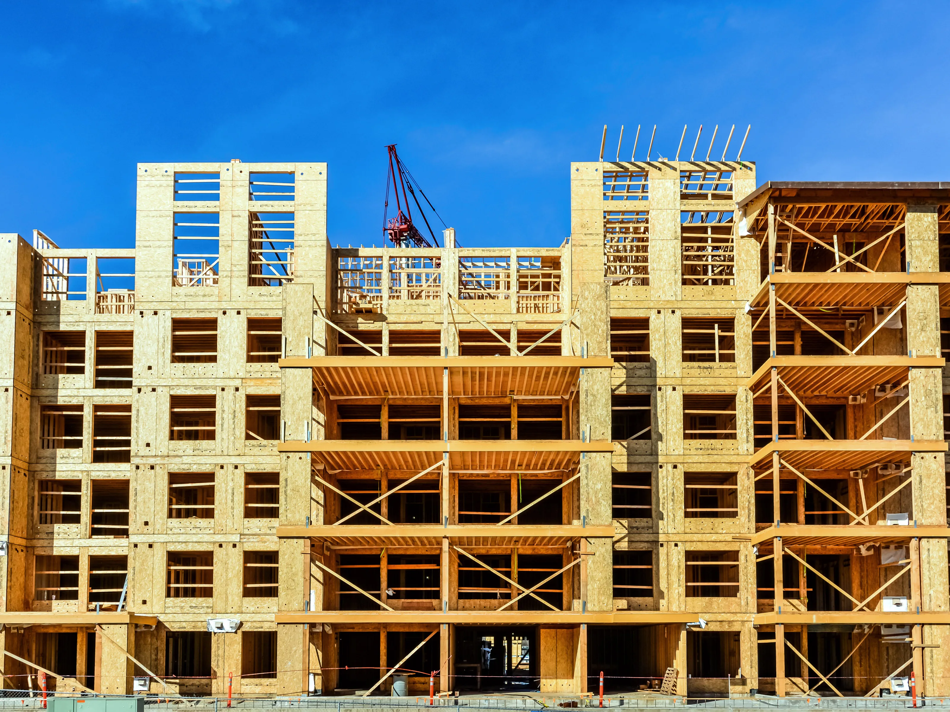 Plywood and OBS panels on a multifamily construction project supplied by Shelter Products Inc.