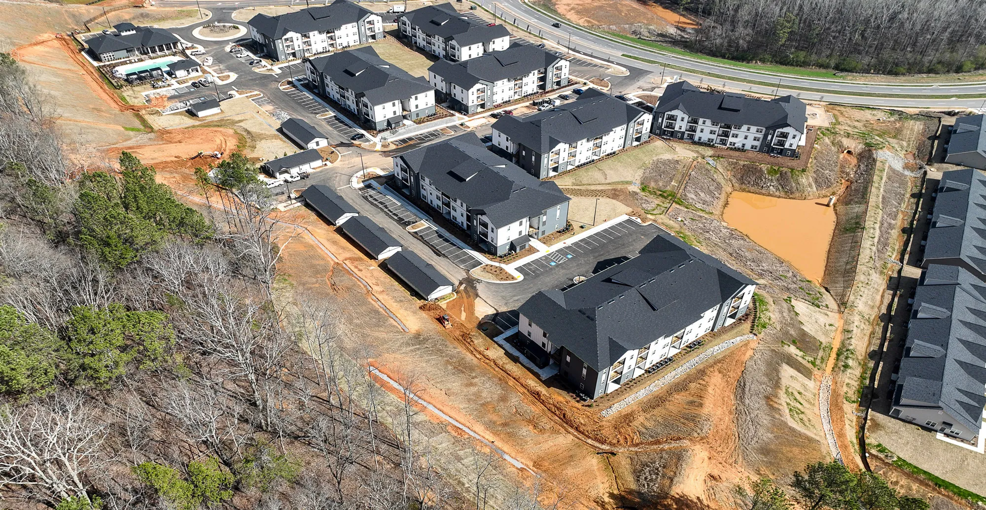 A large multifamily construction project supplied by Shelter Products Inc.