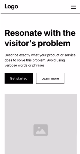An example mobile design for a landing page using Relume library.