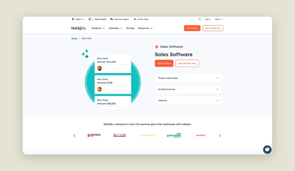Hubspot sales website