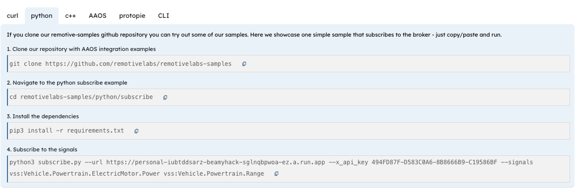Examples of how you can integrate with external applications from RemotiveCloud.