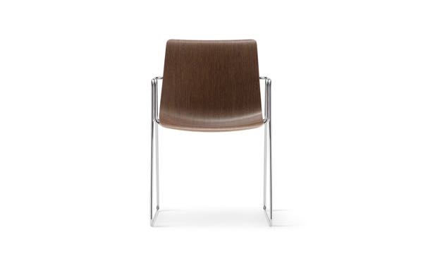 Fjord Chair Dark Wood Grain Chrome Front