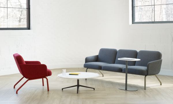 Nordic Red Chair and Grey 3 Seat Sofa with Arms