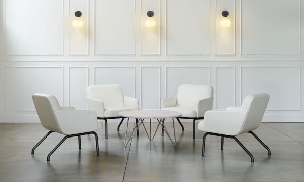 Nordic White Leather Chairs Group