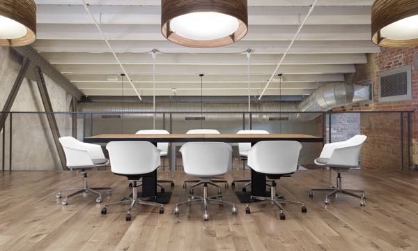 Attune Swivel Chairs White Grey Seats at Table