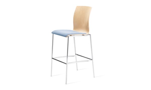 Axis Stool Wood Blue Seat Pad 3 4