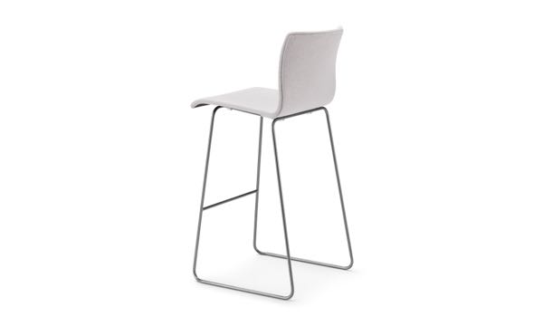 Axis Sled Stool Upholstered Grey 3 4 back