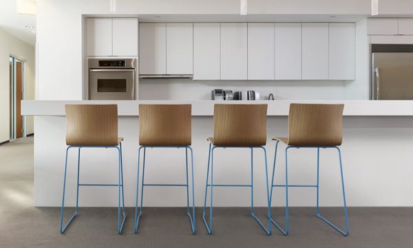 Axis Sled Stool Wood Blue Kitchen Counter