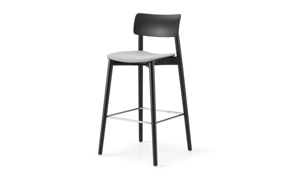 Everwood Stool Black White Seat Pad Front 3 4