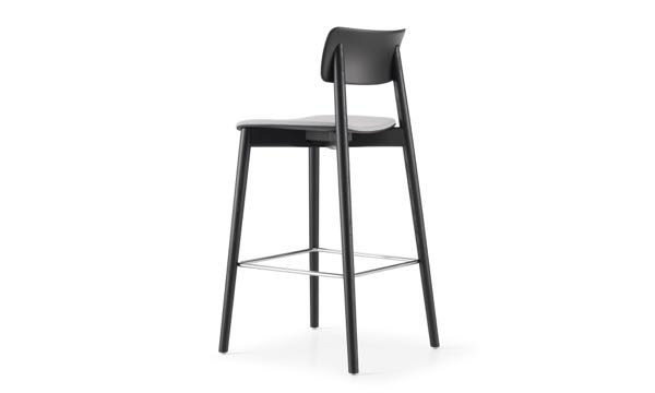 Everwood Stool Black White Seat Pad Back 3 4